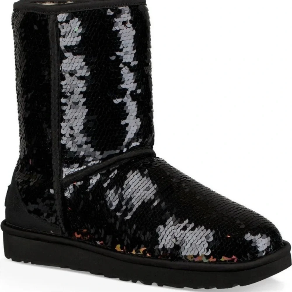 UGG SEQUIN SPARKLE Classic Boots BLACK‎ 7